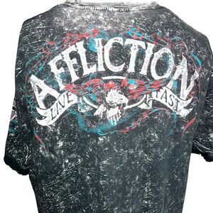 Affliction Reversible Double Sided Black Gray Motorcycle MMA Skeleton XL
